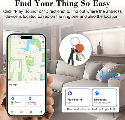 Air Tracker Tag, [MFi Certified] Smart Tag, Pet Bluetooth Tracker for Apple Find My, IP68 Waterproof,Replaceable Battery, Key Finder and Item Locator for Keys, Bags, Pets, Wallet (iOS Only)-Orange