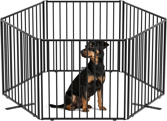 Foldable Metal Dog Playpen, Indoor Outdoor Puppy Exercise Pen, 8 Panels 19.7" Height