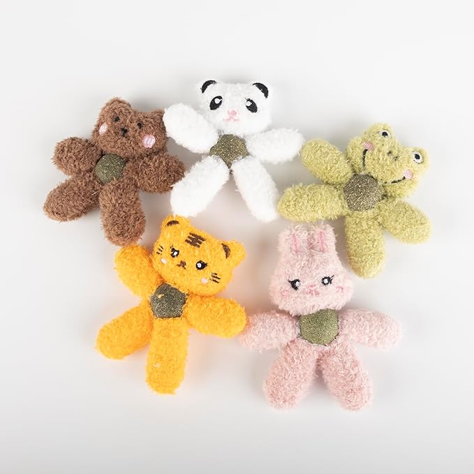 Plush Catnip Toys for Indoor Cats, Interactive Kitten Chew Toys for Teething & Dental Care, Durable Nylon Animal Shape Kicker Toy with Natural Catnip Ball for Boredom Relief (Rabbit)