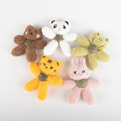 Plush Catnip Toys for Indoor Cats, Interactive Kitten Chew Toys for Teething & Dental Care, Durable Nylon Animal Shape Kicker Toy with Natural Catnip Ball for Boredom Relief (Rabbit)