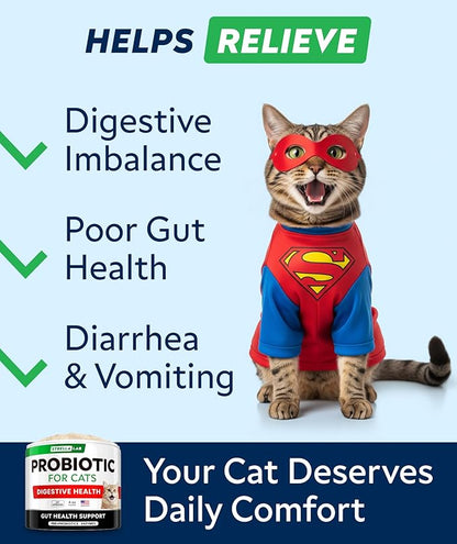 StrellaLab Cat Probiotic Powder - Probiotics for Cats with Diarrhea - Easy to Mix Powder - Cat Probiotics for Indoor Cats, Health Supplies Food Supplement, Pet Probiotics, Digestive Support (4 oz)