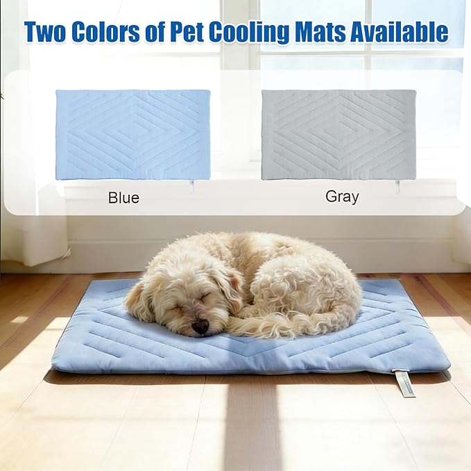 Dog Cooling Mat Self Coolings Foldable Cooling Pad for Dog in Summer Coolings Mat for Dogs and Cats Machine Washable (Rectangle,Blue, Large-48 L x 28" W)