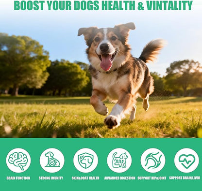 Dog Vitamins and Supplements, 16 in 1 Multivitamins Essential Dog Vitamin Minerals Chewable with Omega-3 Fish Oil Glucosamine Probiotics for Pet Hip Joint Skin Coat Digestion Health, 120 Chews