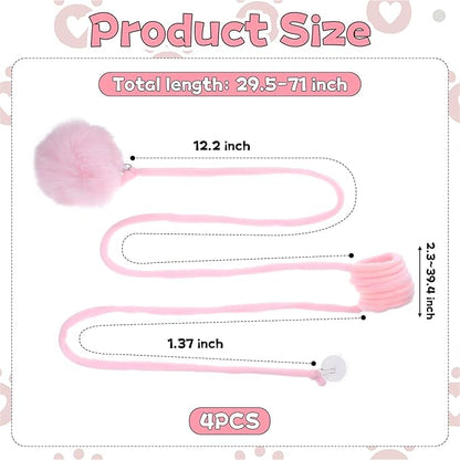 InnoHHustle 4PCS Cat Spring Toys, Hanging Fluffy Cat Ball Toys with Bell Stretchable Interactive Cats Teaser Soft Plush Interactive Cat Toy for Indoor Cats Kitten Play Chase Exercise