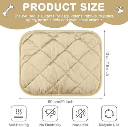 4 Pack Self Heating Cat Pad Self Warming Dog Mat Reflects Body Heat Extra Warm Thermal Pet Pad Washable Dog Cat Bed Crate Bed Mat Blanket(Beige,16 x 20 Inch)