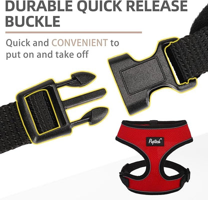 PUPTECK Soft Mesh Dog Harness and Leash Set Pet Puppy Cat Comfort Padded Vest No Pull Harnesses, Solid Red, S