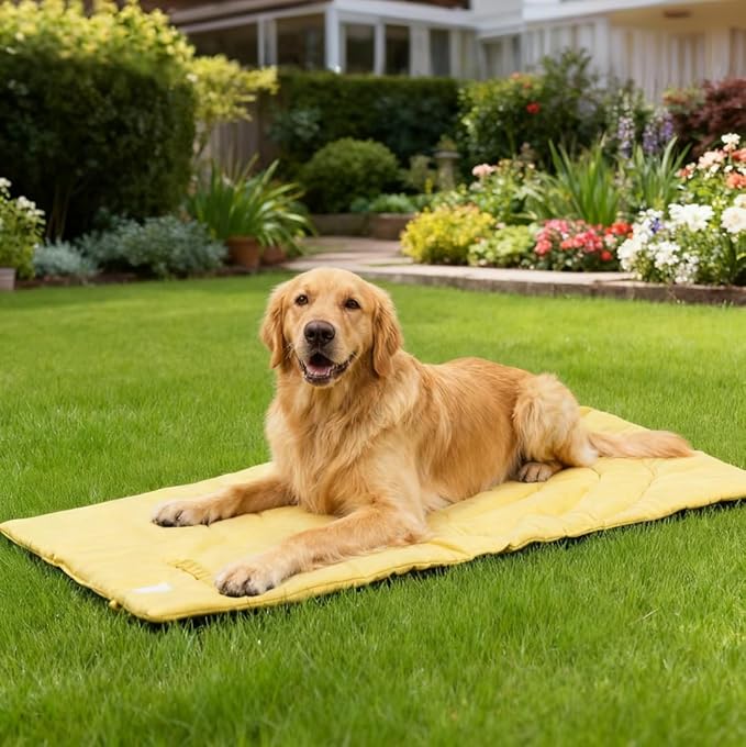 Travel Dog Bed | Camping Dog Bed | 37.4"x25.6" Waterproof Outdoor Dog Mat | Portable Place Mat for Dogs with Handle | Machine Washable | Easy Clean for Outdoor Adventures (Green)