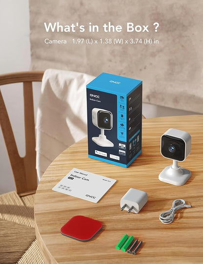 GNCC 2K Indoor Security Camera for Home, Pet Camera with Dual-Band WiFi, Mini Dog Cam with Phone App, Motion Detection, Works w/Alexa, Cloud Subscription Required, Fixed View, Plug-in, GC4