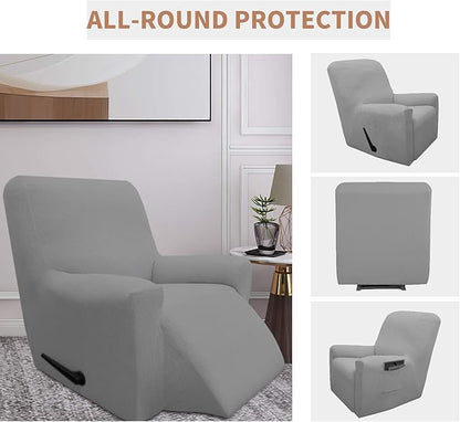 Easy-Going 100% Waterproof Recliner Cover, Dual Waterproof Couch Cover for Recliner, 1- Piece Jacquard Sofa Cover, Leakproof Sofa Slipcover for Kids, Pets, Dog and Cat (Recliner, Light Gray) 1 Seat