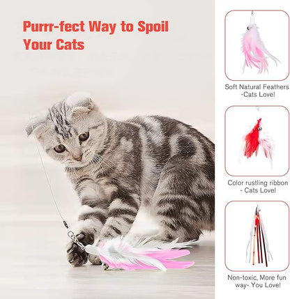 BEBOBLY 3-in-1 Retractable Cat Wand Toy for Indoor Cats