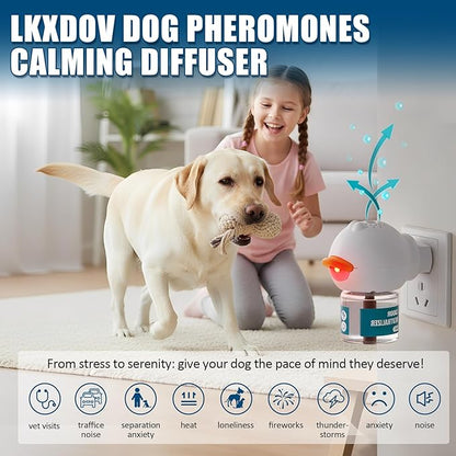 Dog Calming Diffuser, Calming Pheromones Diffuser Kit Appeasing Pheromone Diffuser to Calm (1Plug in+2Refill) for Anxiety Relief Reduce Aggression Fighting Barking Stress