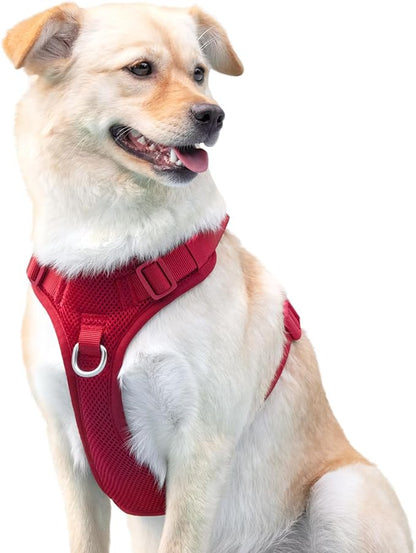 No Pull Dog Harness for Small Medium Large Dogs - Adjustable 2 Layer Mesh Dog Vest with Dual Clip, Escape Proof, Quick Release, Lightweight Breathable Mesh for Walking Hiking (Burgundy Red,S)