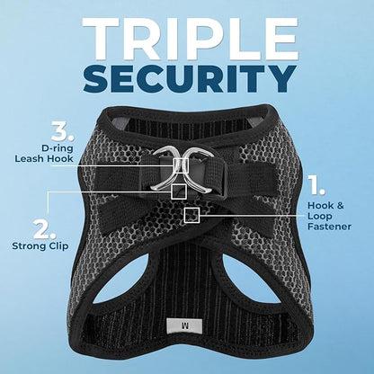 Best Pet Supplies Voyager Step-in Air All Weather Mesh Harness and Reflective Dog 5ft Leash Combo with Neoprene Handle, for Small, Medium and Large Breed Puppies - Set (Gray 2-Tone), X-Small