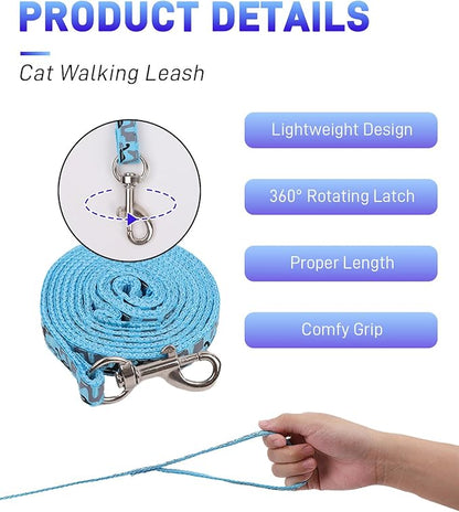 3 Pack Cat Leash and Harness Set, Lightweight Adjustable Collar Escape Proof for Cats