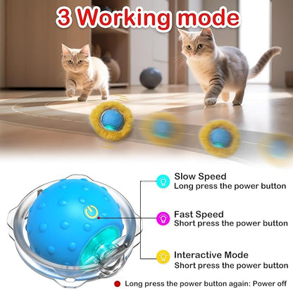 Giociv Interactive Cat Toys Ball Fast Rolling in Pocket, Motion Activate Chirping Cat Ball Christmas Cat Toys 2025 Cat's Gift