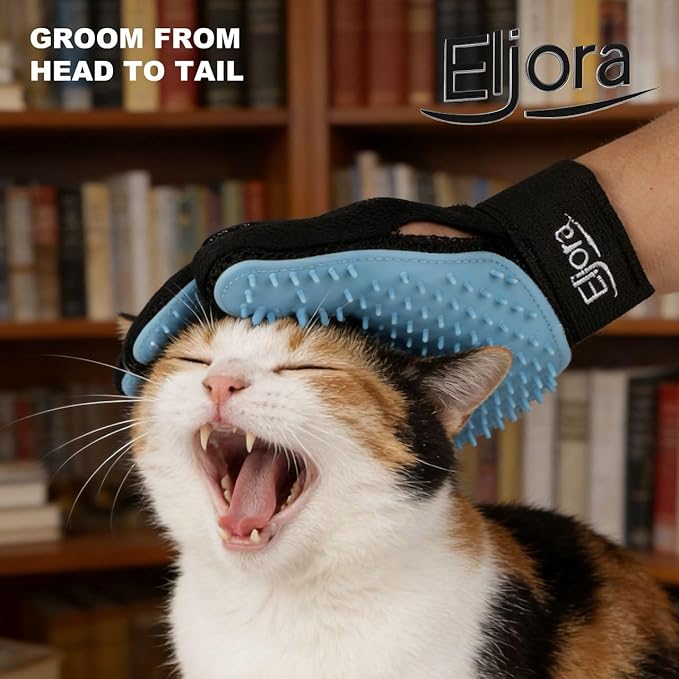 Pet Grooming Gloves (Pair – Left & Right) – 260 Silicone Tips, Dog & Cat Hair Remover, Deshedding & Massage Glove for Long & Short Hair Pets