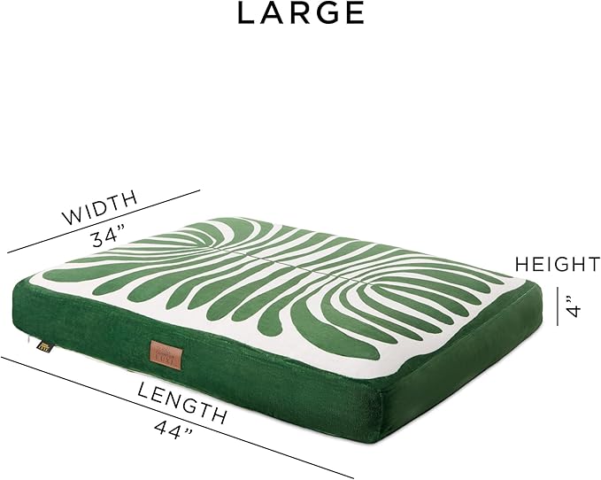 Town & Country Luxe CuddleTown Matisse Everwash® Pillow Pet Bed, Water Repellent Floor Pillow, Machine Washable Cover, Soft & Calming, Green, Large 44"x34"x4"