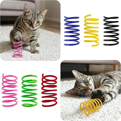 AGYM 6Colors Plastic Spring Cat Toys, 30 Pack Spiral Springs for Indoor Cats to Swat, Bite, Hunt, Interactive Toys for Cats and Kittens