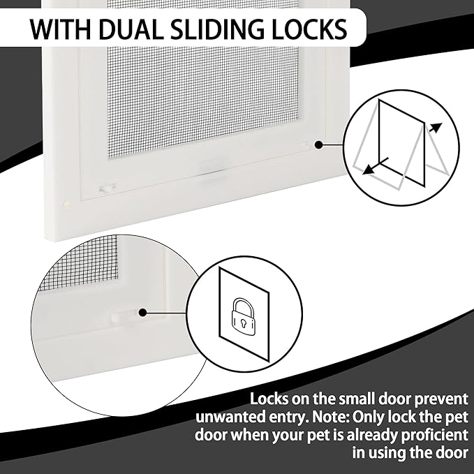 TonGass 7.87" x 9.84" Pet Screen Door Flap Compatible with Doggy Fits Dogs & Cats Under 30 Lbs, Small Dog Doors Flaps, Cat Screen Window Door Flap for Exterior Porch Screen and Window Screen - White