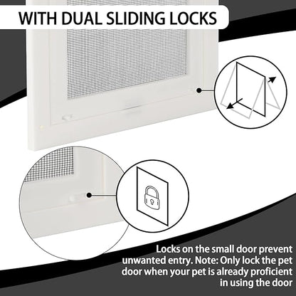 TonGass 7.87" x 9.84" Pet Screen Door Flap Compatible with Doggy Fits Dogs & Cats Under 30 Lbs, Small Dog Doors Flaps, Cat Screen Window Door Flap for Exterior Porch Screen and Window Screen - White