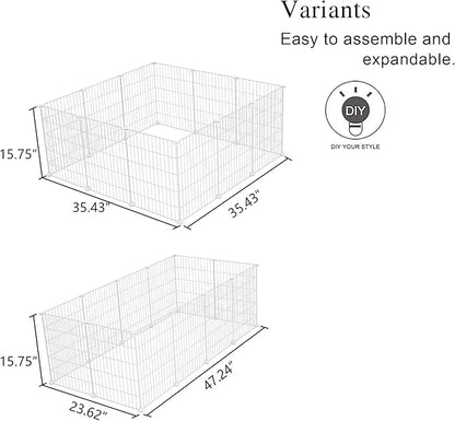 C&AHOME Pet Playpen, Small Animals Supplies, 12 Panels Exercise Playpens Cage, C Grids Portable Yard Fence Indoor, Ideal for Guinea Pigs, Puppy Pet Products, DIY Metal Playpens, 12" × 15" White