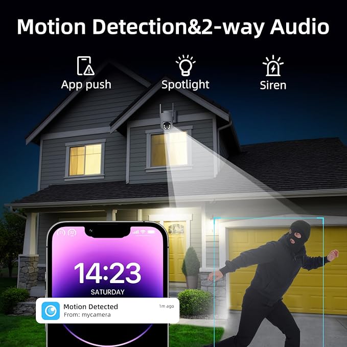 4G LTE Cellular Security Camera, No WiFi Solar Powered Security Camera, Auto Tracking, Color Night Vision, Motion Detection, 2 Way Audio, Built in SIM Card, Support Verizon/AT&T/T-Mobile(4 Pack)