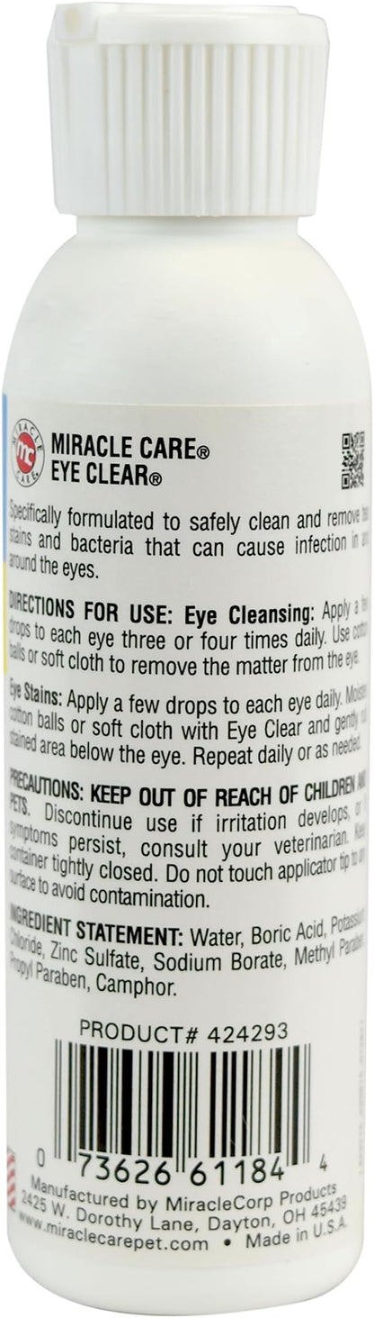 Miracle Care Eye Clear for Dogs and Cats, 4 Ounce, Non Stinging Eye Drops to Remove Tear Stains and Debris