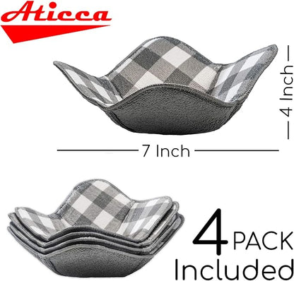 Aticca Microwave Bowl Cozy Holders for Hot Food Set of 4 Hot Pads for Bouillon Cups Multipurpose Heat Proof Plate Holder