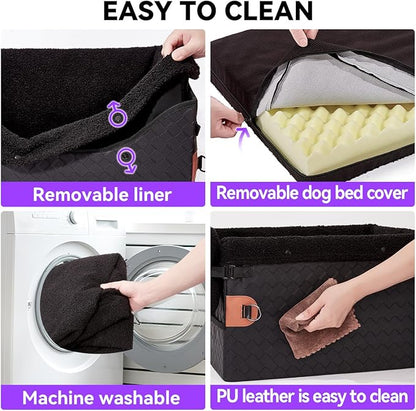 TKYZ Dog Car Seats for Small Medium Dogs,PU Leather Car Seat Boosters,Foldable Puppy Cat Carseats (Black, Small Dog)