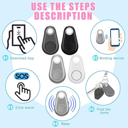 Flutesan 8 Packs Portable GPS Tracking Mobile Tracking Anti Loss Smart Device Key Finder Locator GPS Tracker Device for Pets Dog Cat Wallet Keychain Luggage, Alarm Reminder(Black, White, Gray)