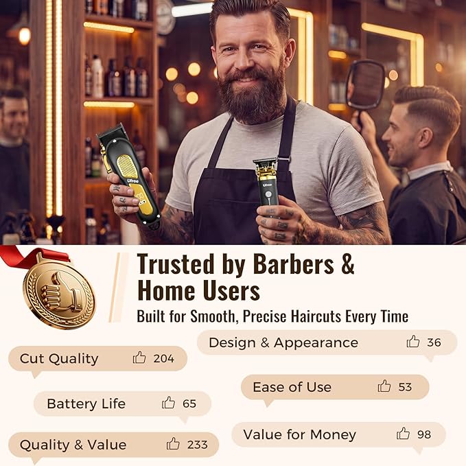 Ufree Hair Clippers for Men, Clippers and Trimmers Set, Cordless Barber Clippers, Grooming Kit, Gifts for Men