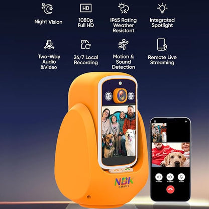 2 Way Camera Audio/Video,2.8''Screen Pan/Tilt WiFi AI Motion Detection for Baby/Pet/Puppy/Cat/Dog,Facetime Nanny Cam Voice with Phone APP Video Calling Devices for Elderly Indoor,Orange