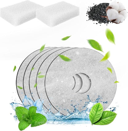 PAPIFEED 5 Pack Replacement Filters & 2 Pack Replacement Pre-Filter Sponges for 84oz/2.5L Induction Cat Water Fountain Automatic Pet Dispenser