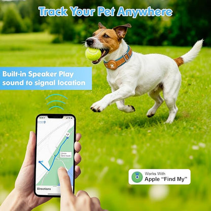 GPS Tracker for Dogs, 2 in 1 Smart Pet Collar (Only iOS), No Monthly Fee Waterproof Dog Collar with Real-time Tracking, Anti-Lost, 365-Day Long Battery GPS Tracker for All Sized Dogs(Locator Included)