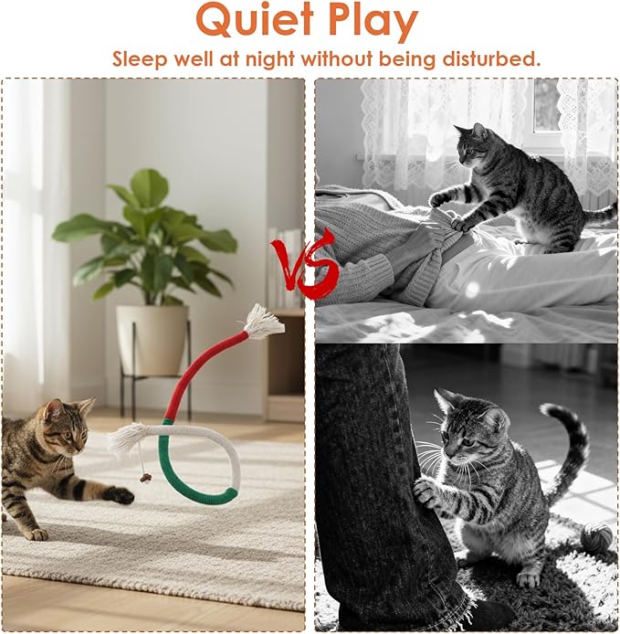 6 Pcs Cat Toys Chew Ropes, Cat Chew Toy for Teeth Cleaning, Safe Teeth Cleaning Toy for Indoor Kittens, Interactive Kitten Teething Toys to Transfer Chewing from Wires for All Breeds