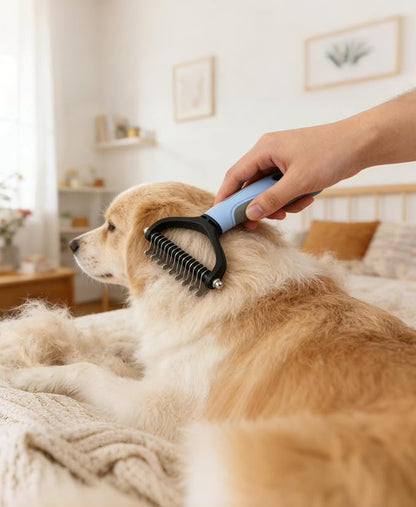 Cat & Dog Grooming Kit - Matted Fur Remover for Cats, Includes 4 Knotting Combs & 1 Pet Grooming Brush, Safe Cat Grooming Comb Set for Detangling