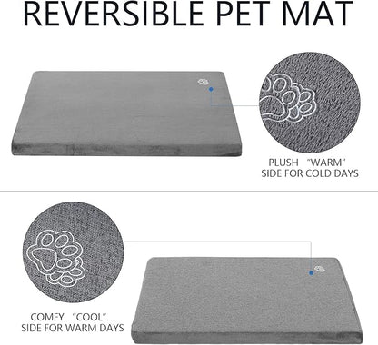 EMPSIGN Stylish Dog Bed Mat Dog Crate Pad Mattress Reversible (Cool & Warm), Water Proof Linings, Removable Machine Washable Cover, Firm Support Small to XX Large Dogs, Grey,XL(41''''*28''''*3'''')