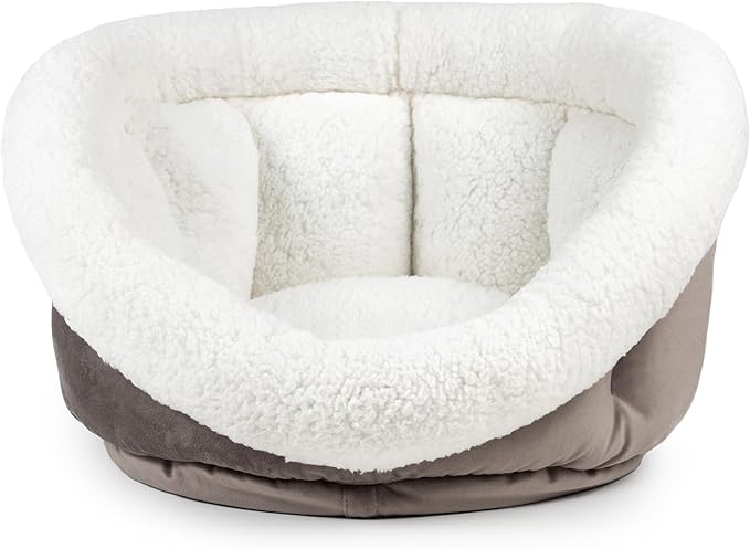 Sherry Kline Small Cuddler Cup Pet Bed: Cozy Retreat with Deep Cushioning, Secure & Snug Space for Nap or Lounge, Easy in 'n' Out Access, Polyester Fiber, Round Shape (Grey)