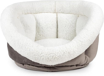 Sherry Kline Small Cuddler Cup Pet Bed: Cozy Retreat with Deep Cushioning, Secure & Snug Space for Nap or Lounge, Easy in 'n' Out Access, Polyester Fiber, Round Shape (Grey)