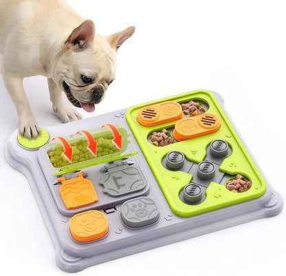 Dog Puzzle Toy Slow Feeder, Interactive Dog Toys for IQ Training & Mental Stimulation, ABS Easy Clean Detachable Tray Non-Slip Base, Enrichment Toys for Small Medium Dogs, Green
