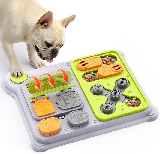 Dog Puzzle Toy Slow Feeder, Interactive Dog Toys for IQ Training & Mental Stimulation, ABS Easy Clean Detachable Tray Non-Slip Base, Enrichment Toys for Small Medium Dogs, Green