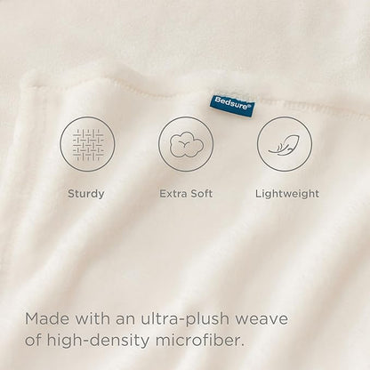 Bedsure GentleSoft Fleece Bed Blankets Full Size Cream - Soft Lightweight Plush Fuzzy Cozy Luxury Blanket Microfiber, 84x90 inches