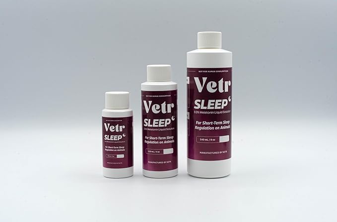 vetr Sleep Melatonin for Dogs & Cats - Roasted Chicken Flavor - Liquid Calming Drops, Dog Sleep Aid, Anxiety Relief Supplement (120mL)