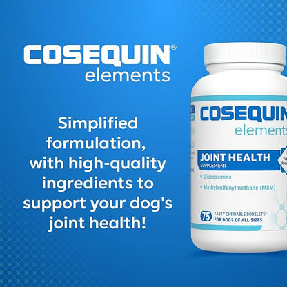 Nutramax Cosequin Elements Dogs Joint Health Supplement, Contains Glucosamine for Dogs, MSM, Supports Healthy Joints, For All Breeds and Sizes, Chewable Tablets, 75 Count