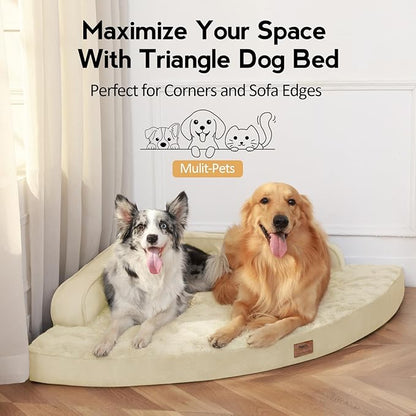 MEKIY Large Orthopedic Dog Bed with Sides XXL Dog Beds with Removable Washable Cover Non-Slip Waterproof Pet Bed for Extra Large Dogs - Beige XXL