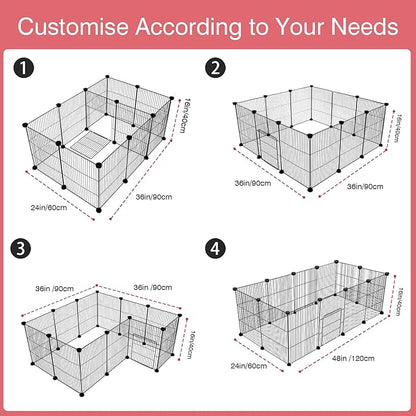VISCOO 12 Panels Small Animal Playpen, 48" x 24" x 16" Pet Playpen with Waterproof Mat, C&C Cage for Guinea Pigs, Puppy Play Pen, Bunny Playpen, Indoor Outdoor Portable Metal Wire Yard Fence