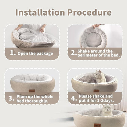 CLAYCLAY Cozy Round Cat Bed – Soft, Comfortable Cushion for Cats & Kittens – Non-Slip, Machine Washable, Plush Sleep Bed for Cats, Ideal for Resting & Napping up to 30lbs