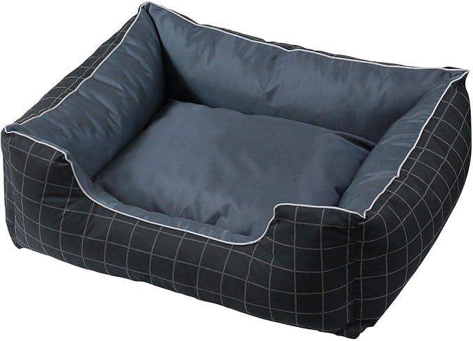 Pet Bed - Soft Luxury Pet Lounger, Premium Bedding w/Inner Cushion for Dog/Cat - Thunder Grey w/Oxford Square - Medium