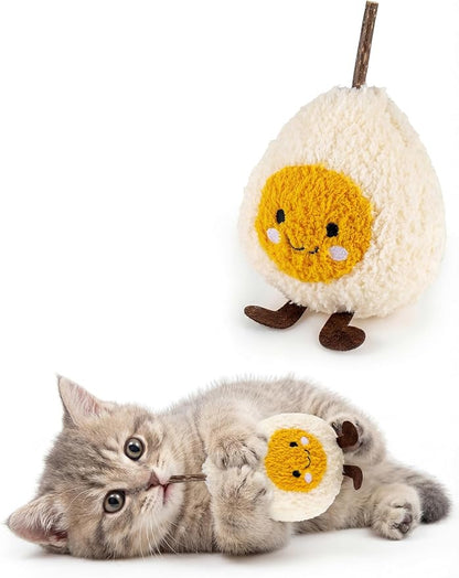 Durable and lnteractive Cat Teething Stick Toys: Chewing Stick, Grinding Teeth Rod, and chewable Cat Doll for Your Pet's Entertainment (Egg Whites)