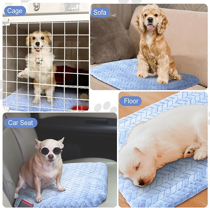 Drydiet 4 Pack Self Warming Cat Bed Mat Self Heating Pad for Dog Extra Warm Winter Pet Pad Washable Thermal Pads Mats for Pets Indoor Outdoor(Blue,16 x 20 Inch)